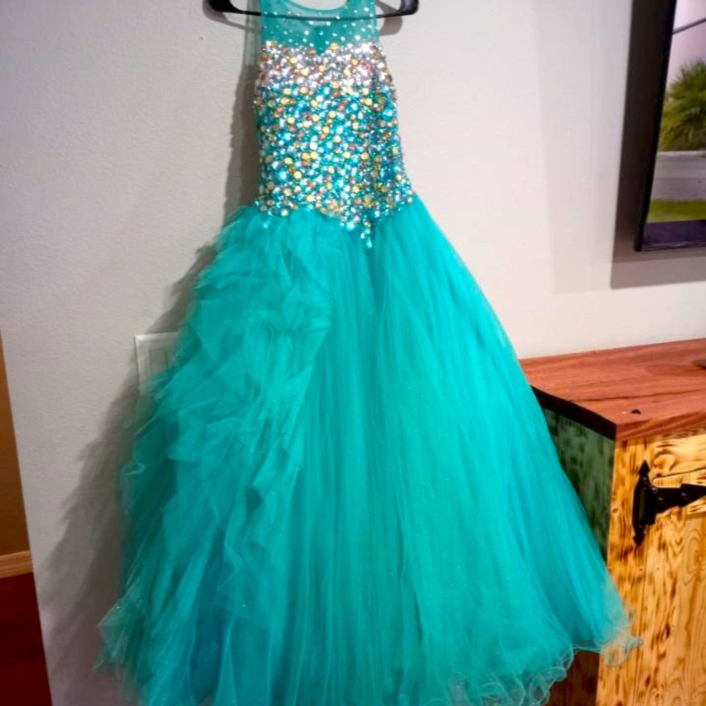 Blue girls pageant dress